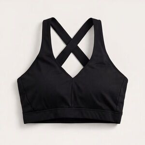 $75 Retail | Athleta Black Strappy Cross Back Sports Bra Size S